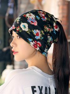 Beretten Ysdnchi Floral Gedrukte hoed Hoge kosten Casual Skullies Winter Beanie Dames Katoen Solid Spring Gorros Multifunctioneel Outdoor