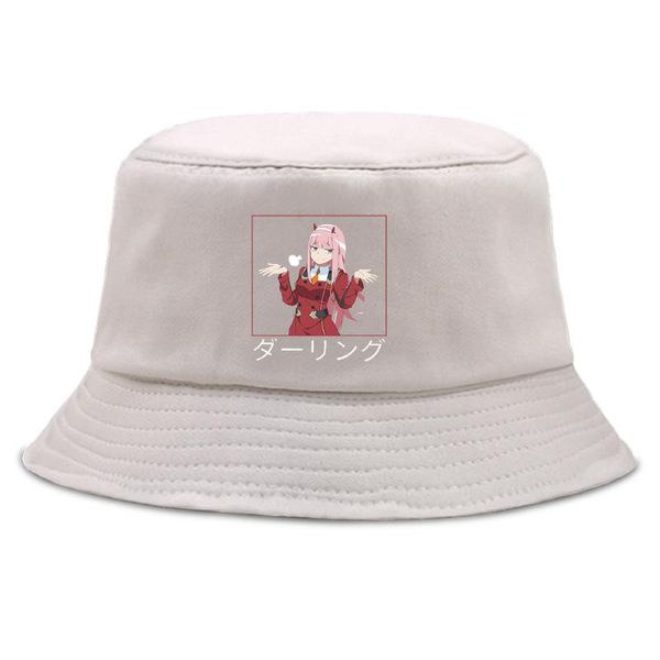 Boinas Zero Two Funny Anime Bucket Gorra de pesca Algodón japonés Casual Bob Hombre Verano Unisex Harajuku Fedoras Street Hip Hop Señoras HatBerets