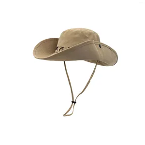 Berets zzlbuf cowboy hoed voor vrouwen en mannen westerse hoeden met vormbaar brede randje fancy jurk kostuum accessoire (zwarte één maat)