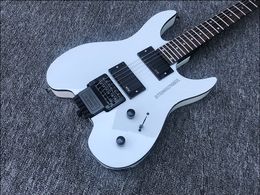 Berg White Headless Electric Gitar China EMG Pickups, Tremolo Bridge Whammy Bar, Black Hardware