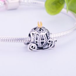 Berloque 925 argent sterling zircone chariot citrouille charmes ajustement original bracelets à breloques bricolage perles bijoux pour femmes Q0531