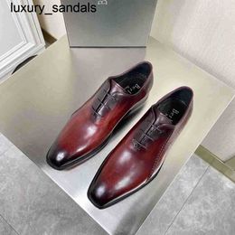 Berluti Business Leather Shoes Oxford Calfskin Handmade Top Quality Berlut's totem français ancien peint à la main dresswq