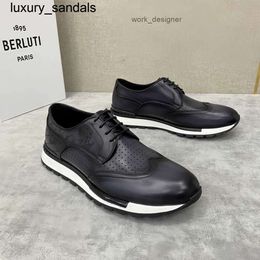 Berluti Business Leather Chaussures Oxford Calfskin Handmade Top Quality Berluts Brossed Colord Punched Sports Brepwant Fashionable Scarved Up Off Casualwq TNX6
