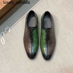 Berluti Business chaussures en cuir Oxford veau fait main haut qualité en relief patchwork couleur Scritto à motifs formalwq