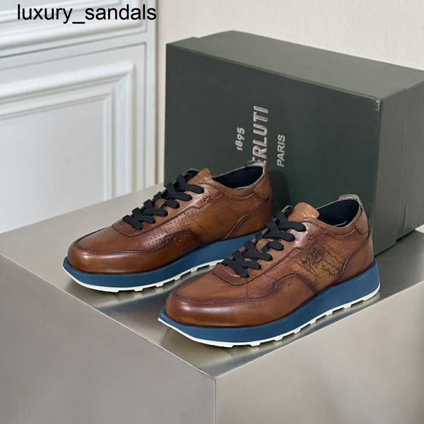 Berluti Business Cuir Chaussures Oxford Calfskin Handmade Top Qualité Bru Cowhide Casual Haut de gamme Véritable Couleurs Polies Beau Tendance Menwq