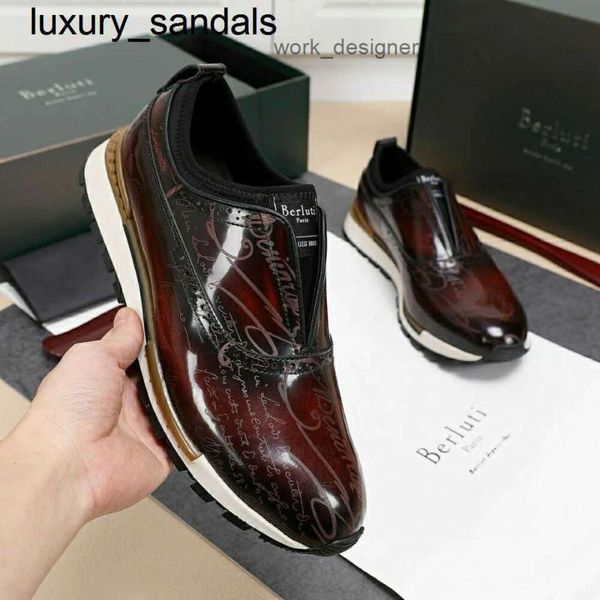 Berluti Business Leather Chaussures Oxford Calfskin Handmade Top Quality Modèle Laser Mandarin Duck Casual Sports Patine Ancient Dyed Footwearwq 0dfe