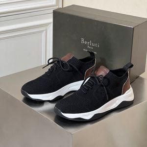 Berluti chaussures de sport pour hommes faites à la main ombre tricot et cuir Sneaker chaussure décontractée à la mode