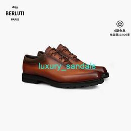 BERLUTI Herren-Kleiderschuhe Leder-Oxford-Schuhe Berluti Ultima Leder-Oxford-Schuhe Herren-formelle Lederschuhe Honigbraun 070 HBS1