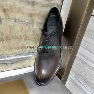 BERLUTI Chaussures Habillées pour Hommes Chaussures Oxfords en Cuir Italien Berluti23 Automne/Hiver Alessio Carbon Wood Marron Convertible Chaussures en Cuir Casual Oxford Chaussures pour Hommes HB2P