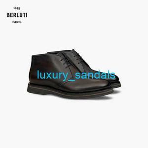 BERLUTI Chaussures habillées pour hommes Chaussures richelieu en cuir Bottes en cuir Berluti Alessio Bottes pour hommes Marron anthracite 55 HBDY