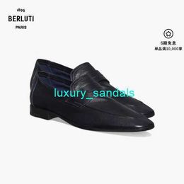 BERLUTI Chaussures Habillées pour Hommes Chaussures Oxfords en Cuir Berluti Chaussures Classiques pour Hommes Classiques faites à la Main en Cuir élégant Gentleman Doux et Confortable Kangaro HBE2