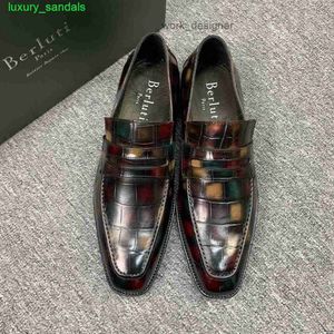 Berluti Mens Dress Shoes Leather Oxfords schoenen Berlut Nieuwe heren Venezia kalf lederen cover voet lefu schoenen handgemaakt stenen patroon casual lederen schoenen hbvh ucxg