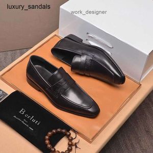 Berluti Mens Dress Shoes Leather Shoes Berlut Bru Mens High End Quality Cow Business Casual One Kick Lazy RJ HVLB UK9U