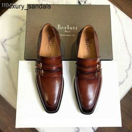 Berluti Zapatos de cuero para hombre Formal New Bruti Mens Business Casual Moda y atractivo Oxford One Step Lazy Rj