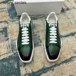 Berluti tênis de couro masculino topo berluti novo padrão scritto moda sapatos esportivos bezerro rendas até casual rj