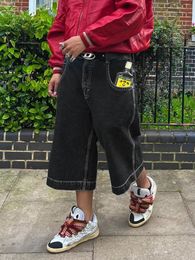 Bermudashorts voor heren Hiphop Baggy Fit Korte Homme Pantalones Cortos De Hombre Zomer Wijde pijpen Losse cropped denimbroek Jeans 240327