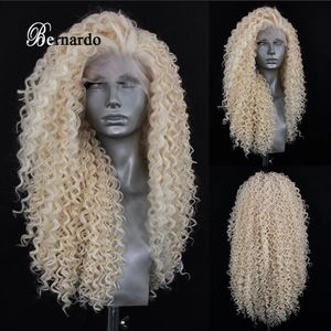 Bernardo 613 Blonde perruques pour femmes synthétique dentelle avant perruque crépus bouclés frontale perruque résistant à la chaleur fibre cheveux dentelle perruque Cosplay 240312