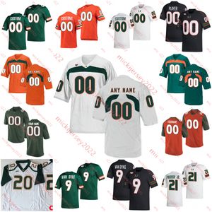 Bernie Kosar Frank Gore Miami Hurricanes Maillot de Football Tchad Thomas George Mira Vinny Testaverde Jim Dooley Personnalisé Hommes Jeunesse Andre Johnson Miami Maillots