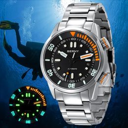 Berny 20bar Diver Automatic Watch for Men Miyota 8215 Super Lumin Sapphire Sport Sport mécanique Self Wrist Wristwatch 240419