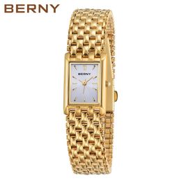 BERNY montre à Quartz pour femmes de luxe mode femmes montre-bracelet étanche doré femme horloge en acier inoxydable or dames montre 240103