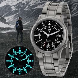 Berny Watch for Men AR revêtement Sapphire Fashion Wristwatch Luminous VH31 UltraHin Quartz Imageproof 5ATM 240419