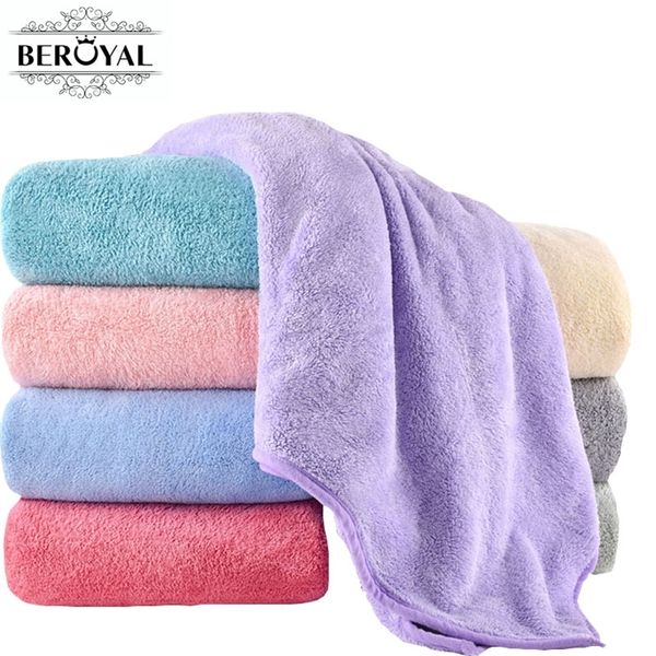 Beroyal marque super absorbant pour adultes grandes serviettes salle de bain corps spa sport luxe microfibre serviette de bain 140x70cm 201216
