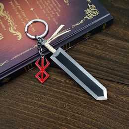 Berserk Guts Black Sword Keychain Joya de llave de llave Keyrings Keychains para hombres Accesorios de mujeres Costilla de llave Llaveros