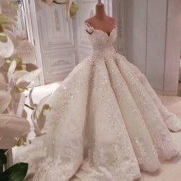 Luxe Applicaties Kant Sequin Geplooid Bruiloft Baljurken Custom Made 2022 Saoedi-Arabië Bridal Formal Maxi Town Romantic BES121