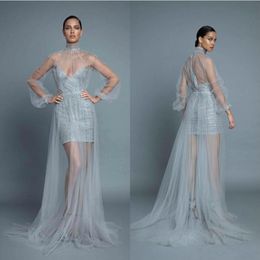 Berta 2019 robes de bal gaine avec col haut veste paillettes robe de soirée scintillante sexy col spaghetti perles robes de soirée formelles