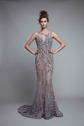 Berta 2020 robes de soirée en perles de cristal de luxe dos ouvert sirène bal Gpen longue voir à travers la fête formelle Pageant Wear279V