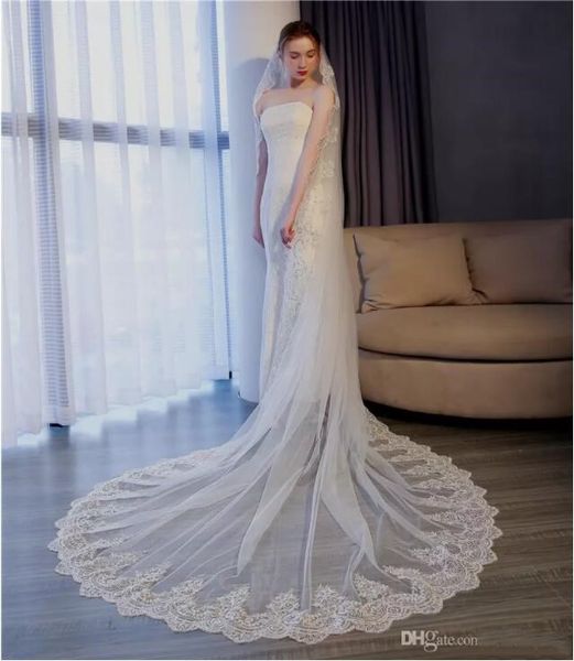 Berta 2020 voiles de mariage ivoire blanc cathédrale longueur concepteur longs voiles de mariée bord en dentelle accessoires de mariage avec Combs1840