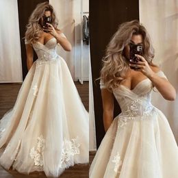 Berta A-lijn Trouwjurk voor bruid Off Shoulder Tule Trouwjurken vestidos de novia Applicaties designer bruidsjurken