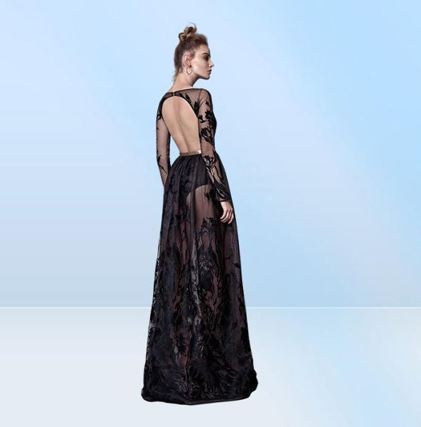 Robes de soirée Berta avec manches longues sans dos sans dos de conception sexy robe de bal de soirée de soirée en tulle applique femme Clot3238810