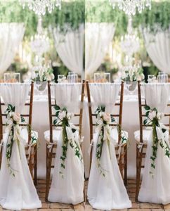 Besat Quality White Chiffon Chair Sashes Fast Party Chair Gauze Back Sash Chair Decoration Covers Party Wedding Suppies4426713