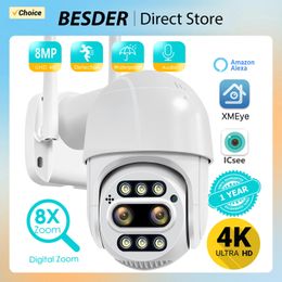 BESDER 8MP 4K PTZ IP CAMERA 8X Zoom dual-lente Human Detect CCTV Camera CCTV CCTV Wifi Video Vigilancia Cámara ICSEE Alexa 240422