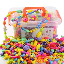 Besegad 485 stks kleurrijke diverse vormen plastic pop kralen diy sieraden set voor kinderen meisjes speelgoed geschenken doe-het-zelf handleiding kettingen maken 240129