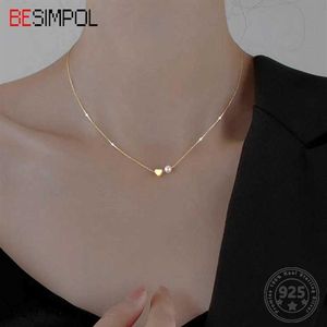 Besimpol Echt 925 Sterling Zilveren Parel Ketting Elegante Hart Choker Voor Party Vrouwen Luxe Fijne Sieraden Geschenken 210929233W