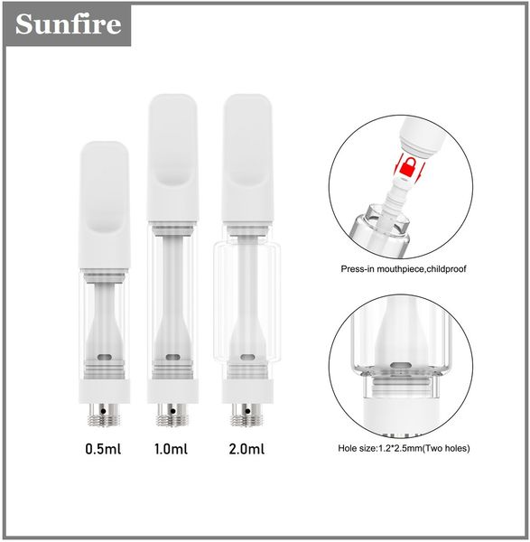 Los mejores 0,5 ml 1,0 ml 2,0 ml Carros de cerámica completos Bombilla Pyrex Cartucho de vidrio grueso A15 Vape Atomizador de aceite Fabricante Suministros Batería de 510 hilos