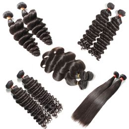 Beste 10a Raw Virgin Menselijk Haar Weave Braziliaanse Peruviaanse Indiase Maleisische haar Body Wave Rechte losse diepe krullende watergolf nat en golvend