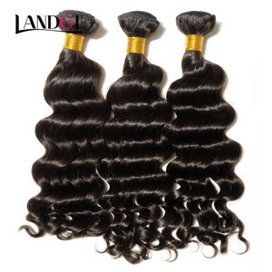 Meilleur 10A Non Transformés Vierge Brésilienne Lâche Vague Profonde Bouclés Armure de Cheveux Humains 3/4 Bundles Péruvien Indien Malaisien Remy Cheveux Cuticule Aligné