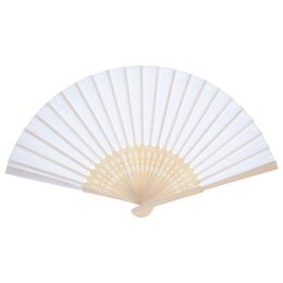 Beste 12 pack handgehouden fans White Paper Fan Bamboo vouwfans handheld gevouwen fan voor kerk bruiloft cadeauparty gunsten diy