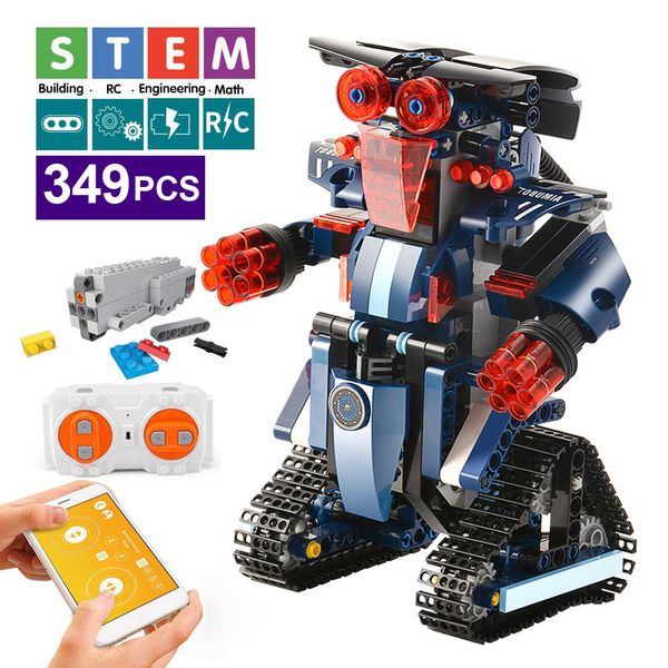 La mejor maquinaria eléctrica creativa de Control remoto de 392 Uds., la técnica de bloques de construcción, Robot de ladrillos RC, juguetes para niños