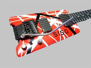 En stock Eddie Edward Van Halen 5150 rouge blanc noir bande guitare électrique sans tête micro myoélectrique trill pont matériel noir 258
