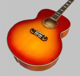 Guitare acoustique série J200 à 12 cordes, usine 43, avec laque rouge cerise, ensemble de coques en abalone