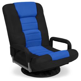 Best Choice Products Silla de piso para juegos giratoria de 360 grados con manijas de reposabrazos, respaldo ajustable plegable - Negro Azul