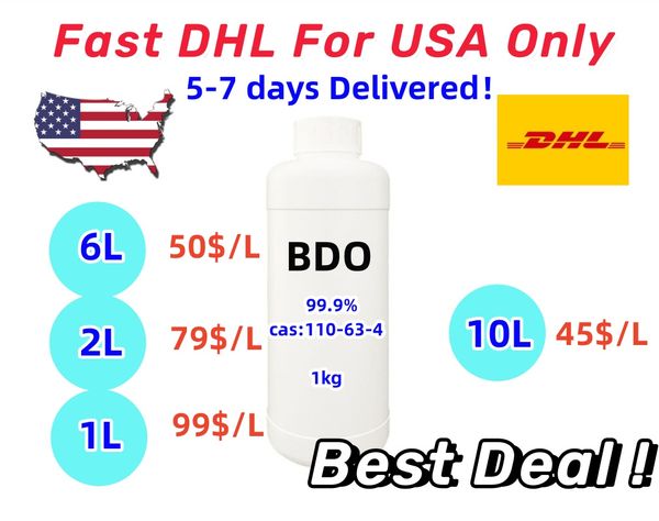 Meilleur accord pour USA 99,9% PURITY 1 4-B Glycol 14 BDO 14 BDO 14B CAS 110-63-4 1, 4-diol 1 4-butanediol 14b 1,4-butylène BDO Factory Sale directe DHL Livraison gratuite