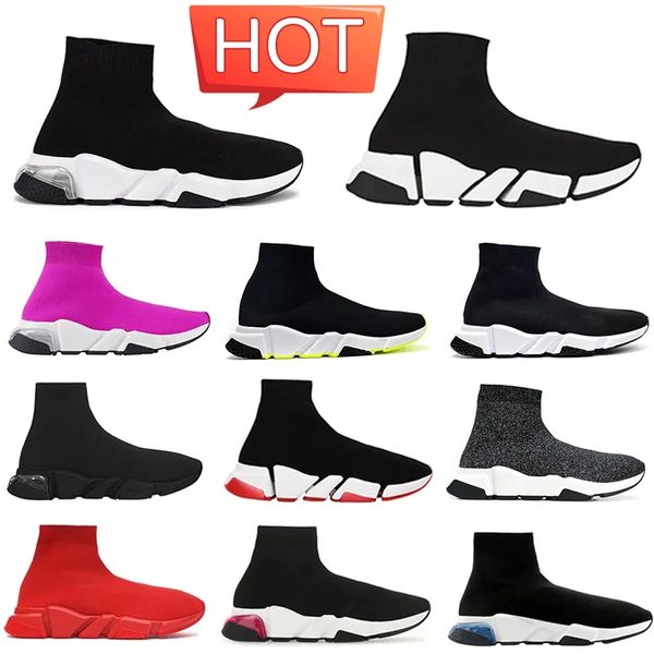 MEILLEUR DESIGNER CHAUSSURES CHAUSSURES HOMMES FEMMES Graffiti Blanc Noir Rouge Beige Rose Semelle Transparente À Lacets Chaussettes Jaune Fluo Baskets Speed Runner Baskets à Plateforme Plate Casual 36-4