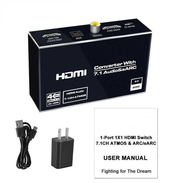 Meilleur extracteur audio 2.0 compatible EARC HDMI 4K 60Hz RGB8 8 8 convertisseur séparateur HDR HDMI vers optique TOSLINK SPDIF 7.1