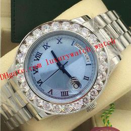 Bekijk mannen grotere diamanten bezel 228206 Platina 43 mm ijsblauw Arabisch zeldzame wijzerplaat Automatische mode -mode Vrouw polshorloge Saffier Glass Waterdicht Luminous