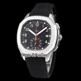 Beste editie YLF 5968A Steel Case Black Texture Dial CH 28-520 C Automatische Chronograph Mens Horloge Zwart Rubberen Strap Horloges Puretime A7750